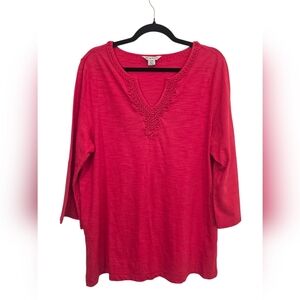 Tommy Bahama Large 100% Cotton Lux Jersey 3/4 Bell Sleeve Tunic Top